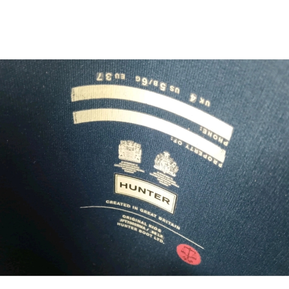 Hunter Original Kids Rain Boots Size 6 Big Girl Navy & Orange - Picture 7 of 9